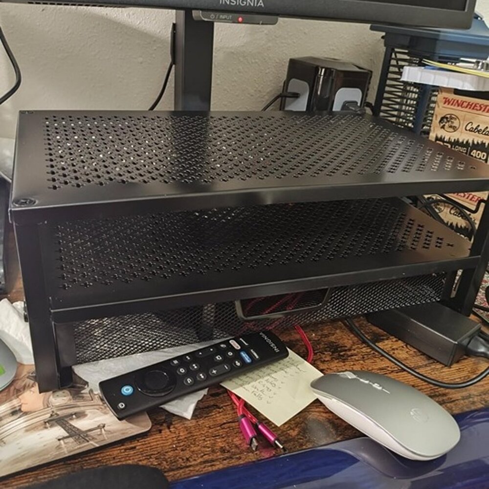 NEW  2 Tier Metal Monitor Stand Monitor riser and Computer Desk Organizer - Picture 2 of 9
